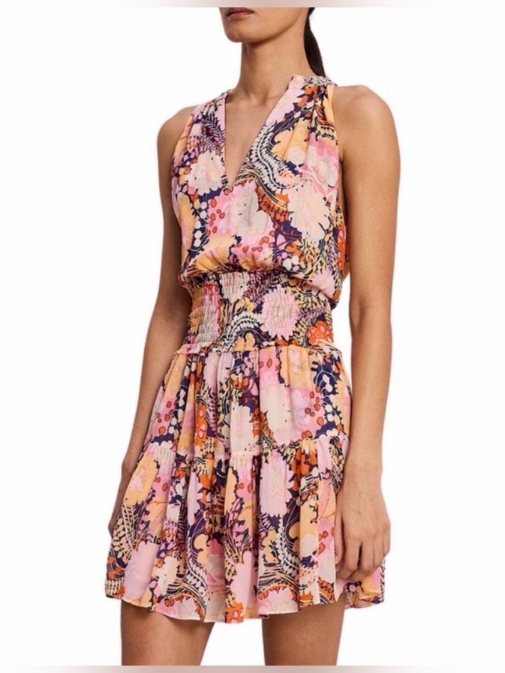 A.L.C. Floral Print Sleeveless Tiered Midi Dress – Size 10
